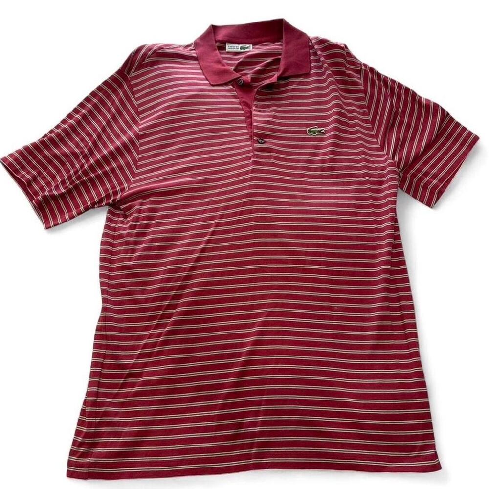 Burgundy and white lacoste polo